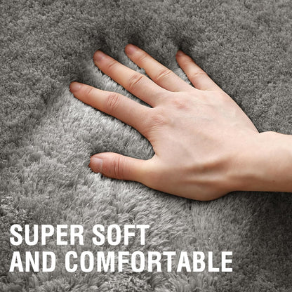 Bathroom Rug Small Entryway Throw Rugs for Bedroom, 2X3 Feet Mini Area Rug, Affordable Non Slip Fluffy Carpet, Fuzzy Soft Living Room Rugs, Home Decor Aesthetic, Nursery, Grey