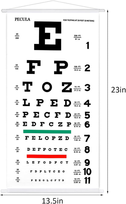 Eye Chart, Snellen Eye Chart, Canvas Wall Chart Non-Reflective, Hang Wooden Framed Eye Charts for Eye Exams 20 Feet 11 X 22 In.