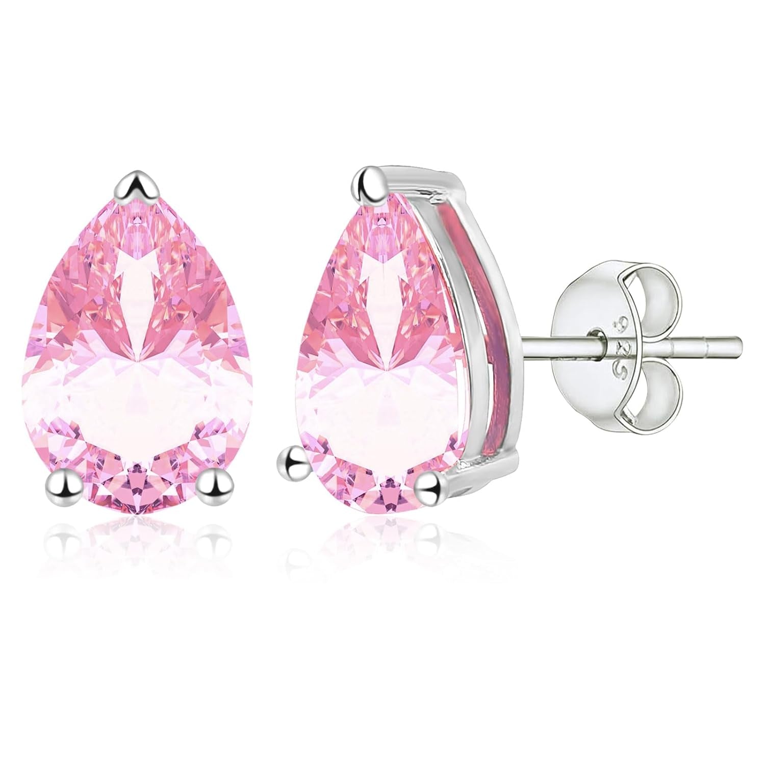 Gem Stone 925 Sterling Silver Gemstone Birthstone Pear Shape Stud Earrings Christmas Birthday Jewelry Gift for Mom Wife Daughter Grandma