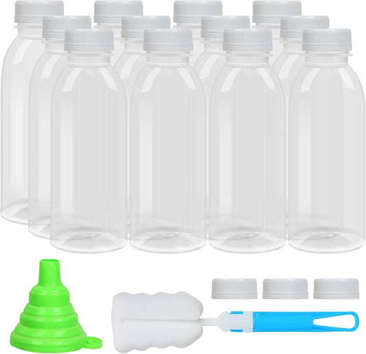 Dishwasher Safe 16Oz Plastic Bottles with Caps Reusable BPA Free PP5 Juice Milk Water Smoothie Bottle Heat-Resistant Refillable