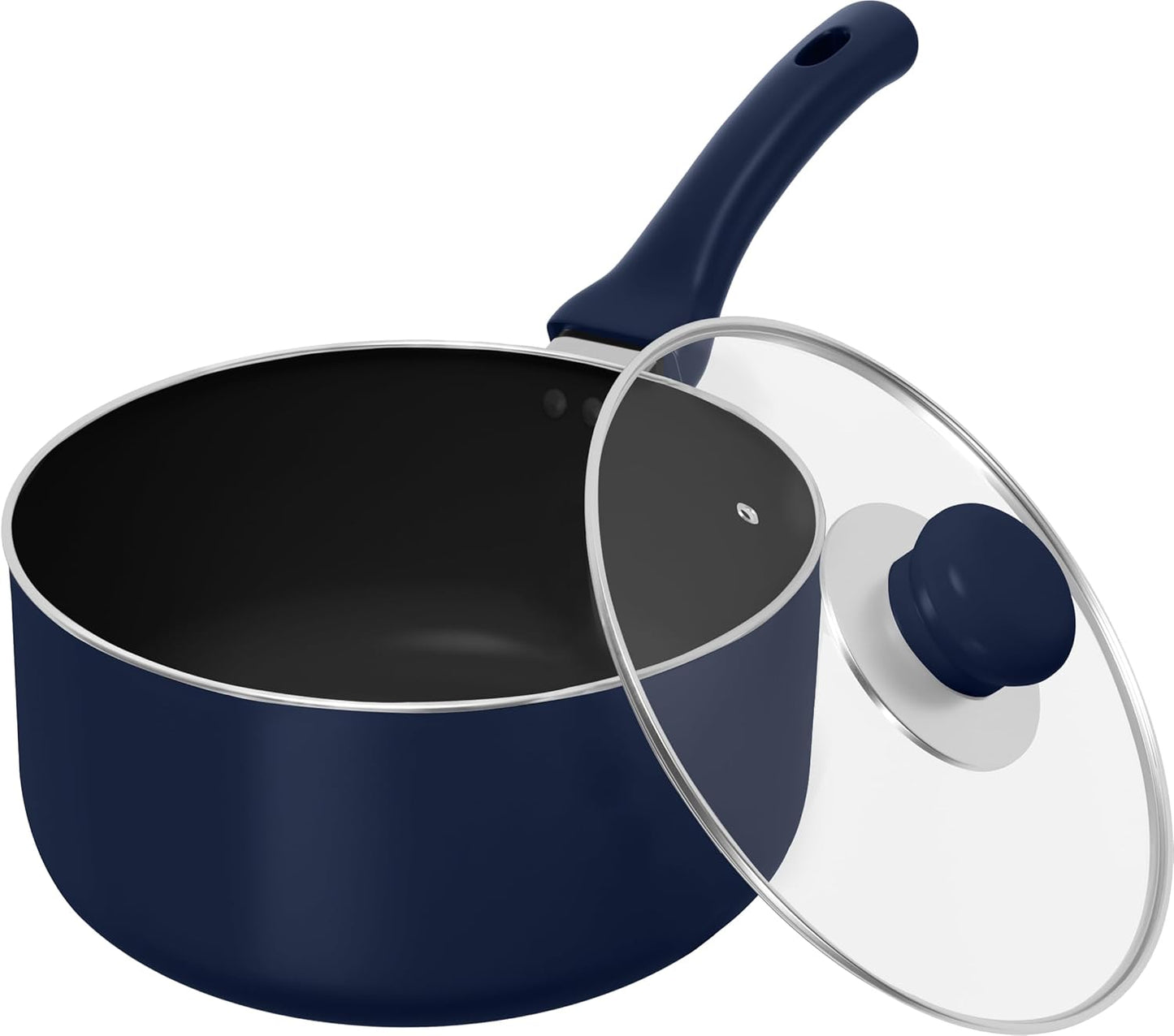 Detachable Handle Nonstick Saucepan with Glass Lid, Multipurpose Use for Home, Kitchen or Restaurant (Midnight Blue)