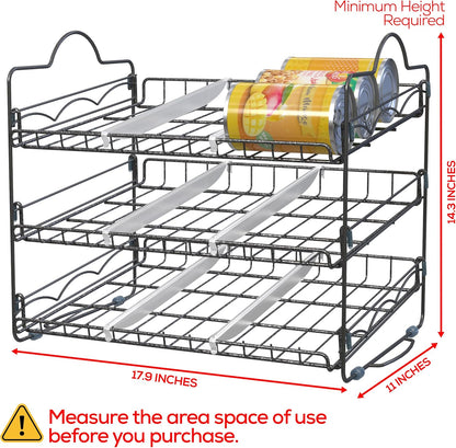 Can Organizer - Stackable Storage Rack Holds up to 36 Cans for Kitchen Cabinet or Pantry (Antique Silver)