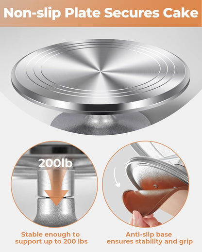 Aluminium Alloy Revolving Cake Stand 12 Inch Rotating Cake Turntable for Cake, Cupcake Decorating Supplies