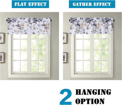 Valance for Kitchen Windows/Bathroom/Living Room/Bedroom Blackout Window Valance Thermal Insulated Rod Pocket Valance Curtains, 52" W X 18" L, 1 Panel, Bluestone and Taupe