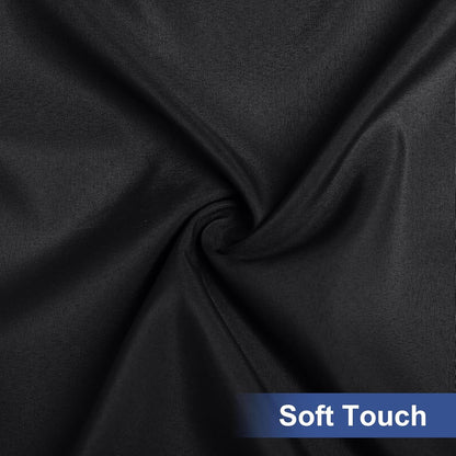 round Fabric Fitted Tablecloth, Elastic Waterproof Oil Proof Table Cloth, Washable Polyester Table Cover Fits 36"-44" round Tables for Outdoor Picnic Dinner, Black