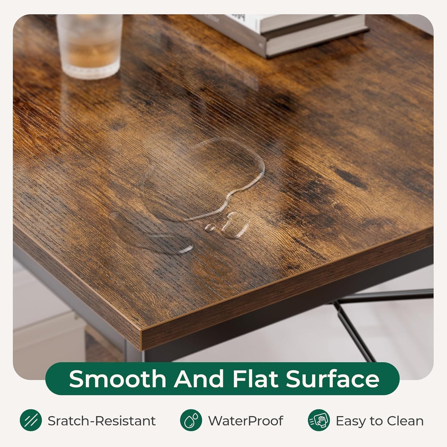 47-Inch L-Shaped Computer Desk with Reversible Storage Shelves for Home Office, Gaming, and Study, Metal Frame in Rustic Brown Finish