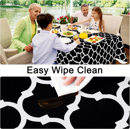 Rectangular Waterproof Vinyl Tablecloth with Flannel Backing, Wipeable and Spillproof for Indoor and Outdoor Use (60" x 84", Black)