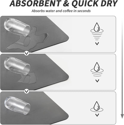 Coffee Mat - Absorbent Hide Stain Rubber Backed Dish Drying Mat for Kitchen Counter - Bar Mats for Countertops Accessories Fit under Coffee Maker Espresso Machine