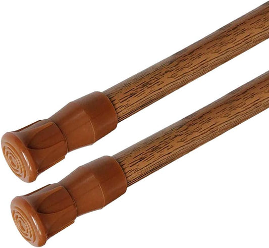 Spring Tension Curtain Rods Short Tension Rod (Wood, 16" to 28"-2Pcs, Optimum Scope of Application 16 to 24 Inch, Can'T Hang Heavy Curtains)