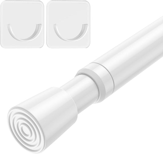 1Pcs Tension Curtain Rod Spring Tension Rod Short Curtian Rods No Drilling Expandable Spring Loaded Curtain Tension Rod Adjustable 26 to 39 Inch,Best Use Range 28 to 36 Inch，White