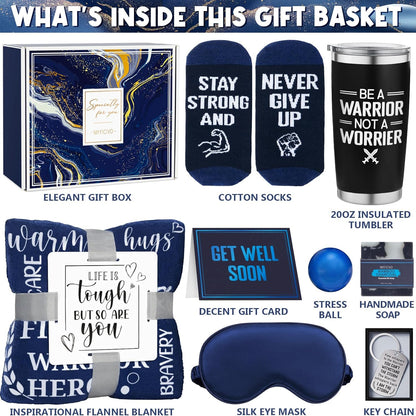 Get Well Soon Gifts for Men, after Surgery Cancer Gifts for Men Chemo Care Package Get Well Gift Basket for Sick Friends, Thinking of You Feel Better Birthday Gifts Box for Men Dad Brother W/Tumbler