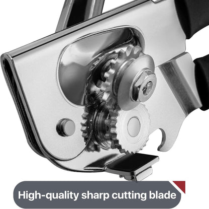 Commercial Can Opener,  Hand Crank Can Opener Manual Heavy Duty with Comfortable Extra-Long Handles, Oversized Knob, Large Handheld Can Open Easy for Big Cans, Black