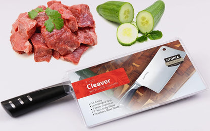 7 Inch Cleaver Knife Stainless Steel Chef Butcher Knives for Meat & Vegetable Multipurpose Kitchen Chef Knife Chopping Bone