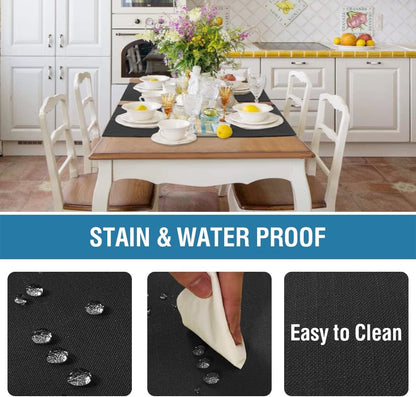 Linen Placemats Set of 4 Premium Solid Table Placemats for Dining Table Spill-Proof Waterproof Table Mats Heat-Resistant Kitchen Table Mats Washable, 12X18 Inches, Black
