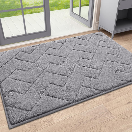 Indoor Door Mat, 32X20, Dirt Resistant and Absorbent, Sturdy Non-Slip Rubber Backing, Easy to Clean, Washable Low-Profile Doormat for Entryway, Medium Gray