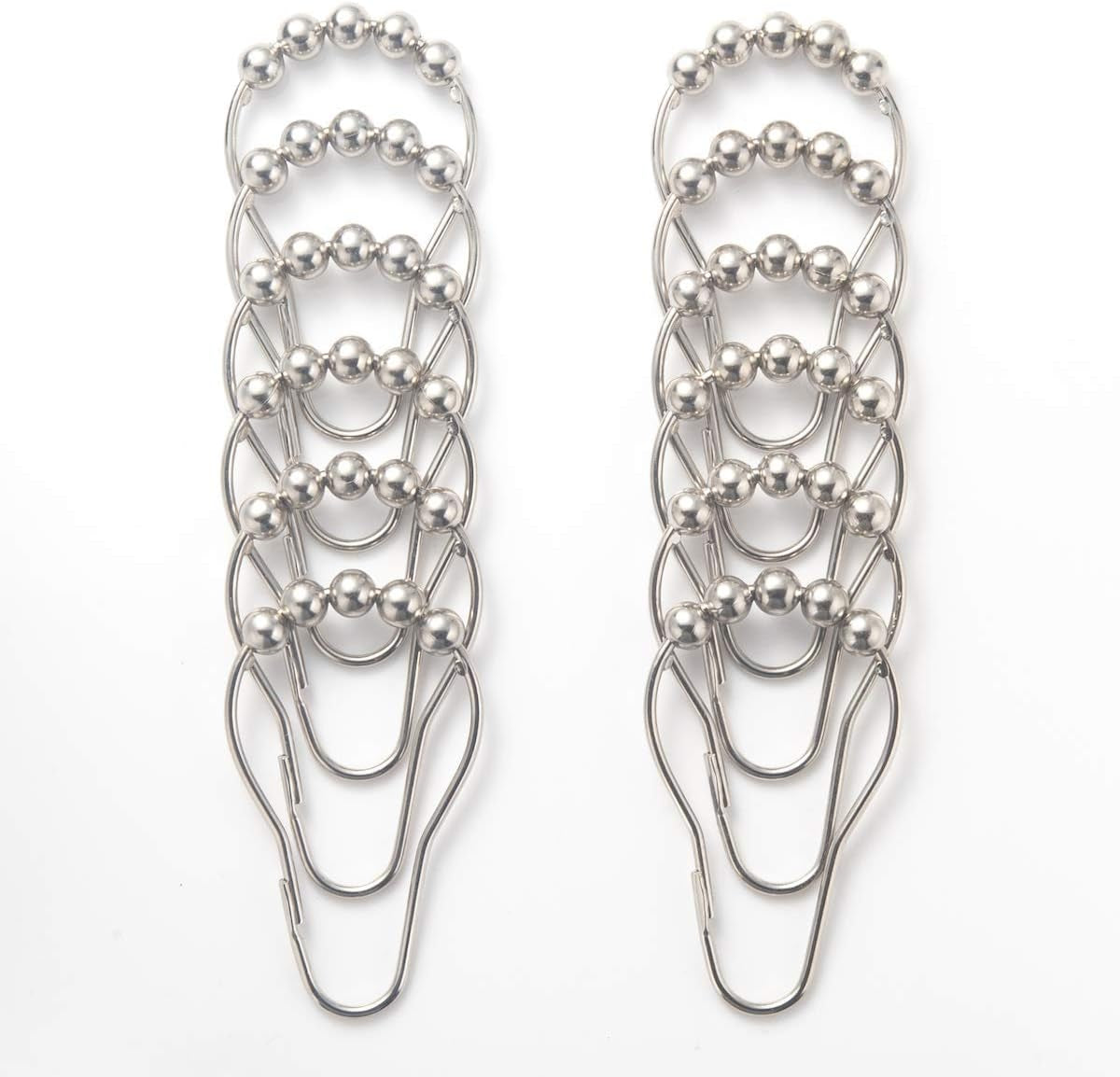 2-Piece Chrome Shower Curtain Bundle: Rust-Resistant Metal Glide Shower Hooks & EVA 8G Clear Shower Curtain with Heavy Duty Stones