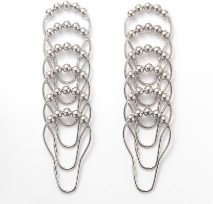 2-Piece Chrome Shower Curtain Bundle: Rust-Resistant Metal Glide Shower Hooks & EVA 8G Clear Shower Curtain with Heavy Duty Stones