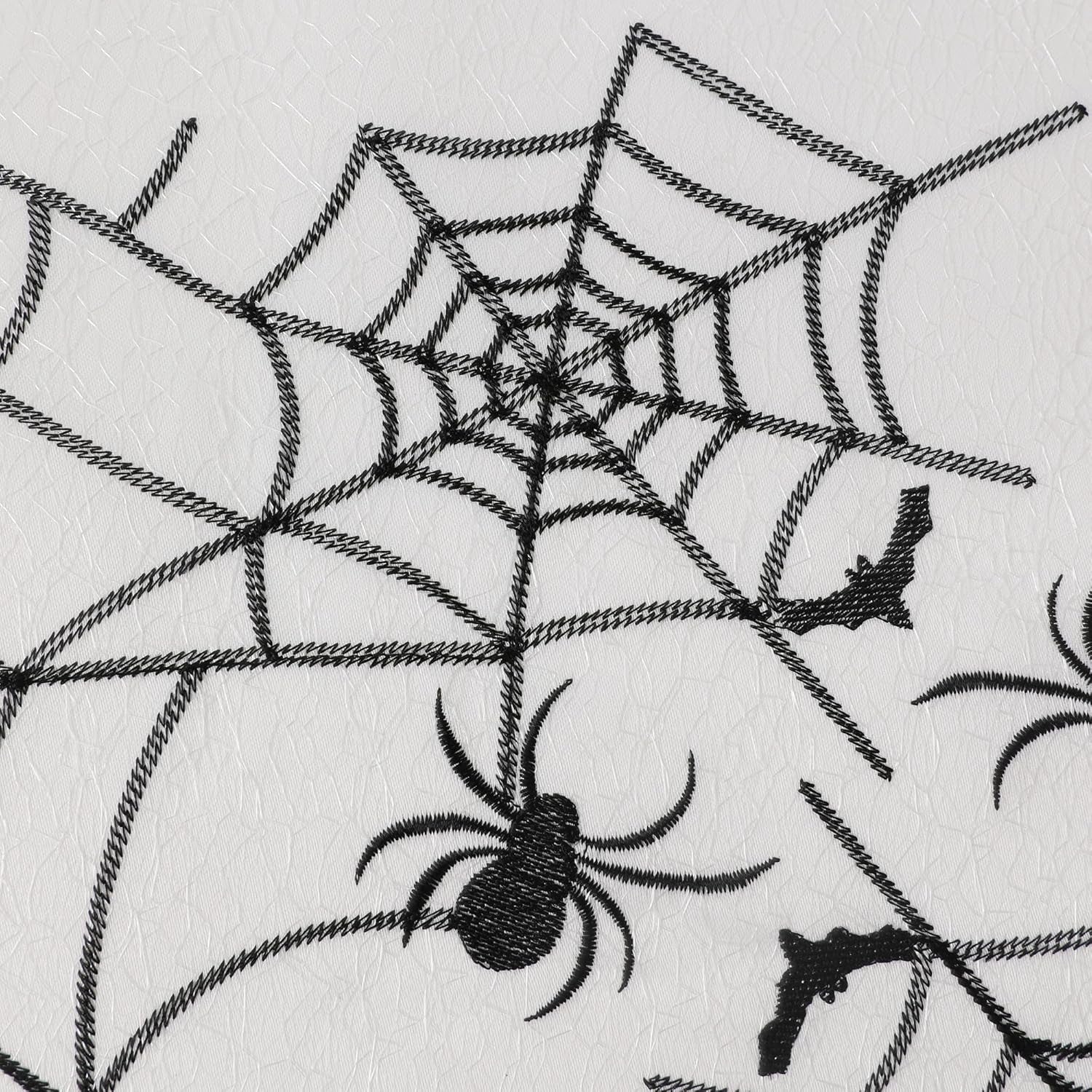 Fall Halloween Table Runner 36 Inches Long, Embroidered Black Spiders, Bats and Skull Table Runner Dresser Scarf for Home Dining Autumn Thanksgiving Tabletop Decoration, 13"X36"