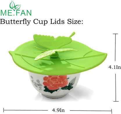 Silicone Cup Lids - Creative Butterfly Mug Cover - Anti-Dust Airtight Seal Hot Cup Lids 6 Set in Bright Colors