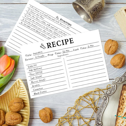 70 Count Recipe Cards 4X6 White, Double Sided, Blank for Bridal Shower and Wedding