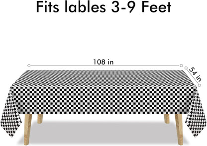Black White Checkered Party Table Covers Tablecloth for Racing Theme Birthdays Party/Ceremony Decorations Rectangle Tablecover 54'' X 108'' - 2 Packs