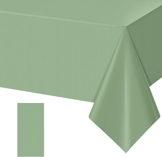 1 Pack Sage Green Plastic Tablecloths for Rectangle Tables, Light Green Disposable Tablecloth, Waterproof Sage Green Table Cover for Birthday Bridal Wedding Baby Shower Party Decorations, 54 X 108Inch