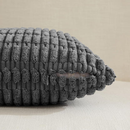 4 Packs Dark Grey Decorative Throw Pillow Covers 18X18 Inch for Living Room Couch Bed, Rustic Modern Farmhouse Boho Home Decor, Soft Plush Corduroy Cute Accent Square Cushion Case 45X45 Cm