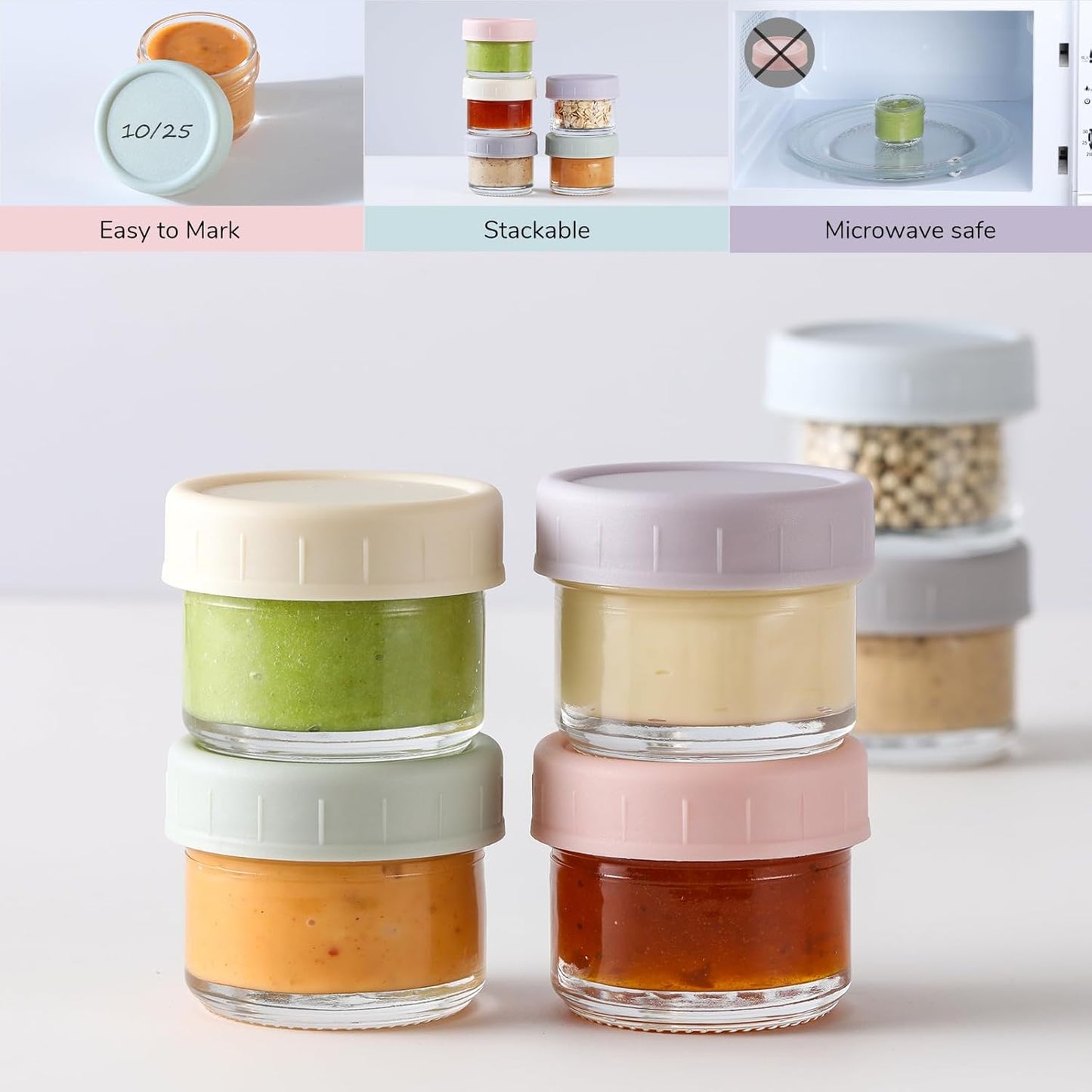 [6 Pack] Salad Dressing Container to Go, 1.7 Oz Glass Small Condiment Container with Lids, Dipping Sauce Cups Set, Leakproof Reusable Sauce Containers for Lunch Box Work Trip.