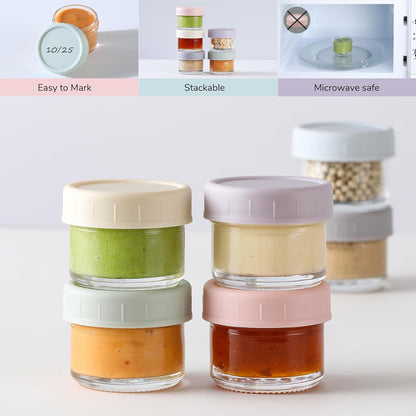 [6 Pack] Salad Dressing Container to Go, 1.7 Oz Glass Small Condiment Container with Lids, Dipping Sauce Cups Set, Leakproof Reusable Sauce Containers for Lunch Box Work Trip.