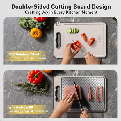 Stainless Steel Cutting Board with Handle Non-Toxic Chopping Large Big Small Metal Carving Kitchen Meat Butcher Block Not Titanium Wood Bamboo Glass Marble Stone Rubber Plastic Sink