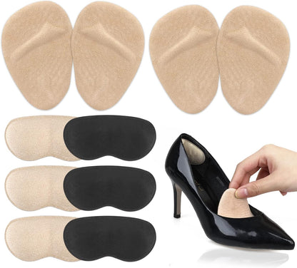 Heel Inserts for Women, 6 Pairs Heel Pads and 2 Pairs Metatarsal Pads Women, Ball of Foot Cushions for Women All Day Pain Relief, Heel Cushion Heel Grips Shoes Too Big Inserts
