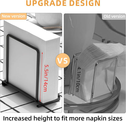 Napkin Holder for Table, Metal Napkin Holder for Kitchen Dining, Standing Paper Napkin Storage for Table Countertop, Black