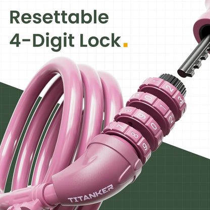 Bike Lock, Bicycle Lock 4 Feet Cable Lock 1/2 Inch Resettable Bike Lock Combination with Mounting Bracket, Bike Accessories for Bicycle, Electric Scooter, Motorcycle