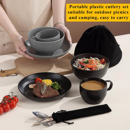 Camping Mess Kit for Two: Complete Silverware Set with Spoons, Forks, and Knives - Essential Gear for Travel, Picnics, and Outdoor Adventures - Lightweight and Easy to Clean