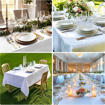 White Table Cloth for Rectangle Table - 60 X 84 Inch Tablecloths Rectangular Waterproof Washable Wrinkle Resistant for 6 FT Tables Wedding Cocktail Party