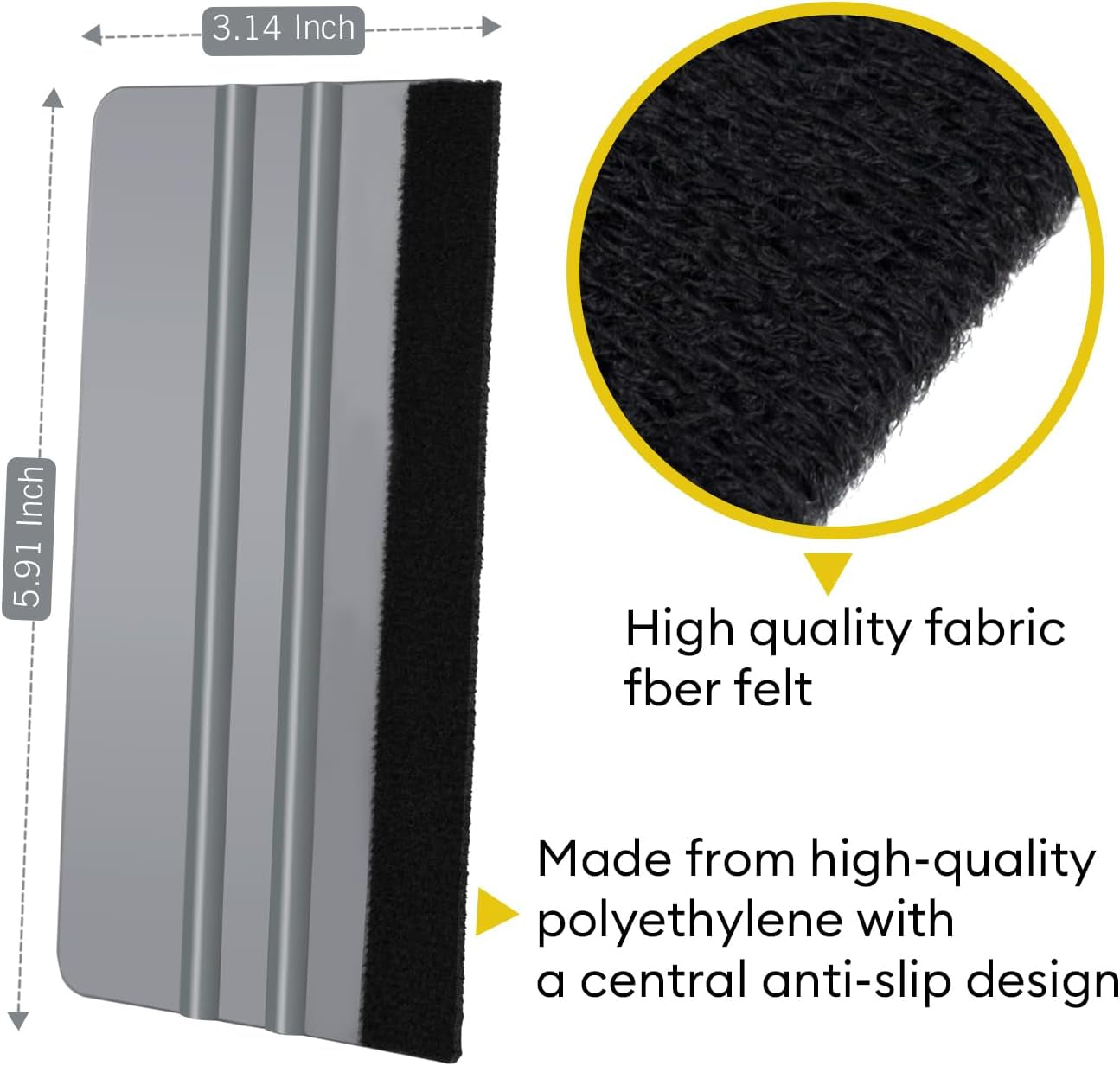 Window Felt Squeegee Tool, Vinyl Scraper for Window Privacy Film, Wallpaper and Car Glass, Tint Squeegee Installation Tool Protection Scratches Film Soothing, 5.9 * 3.1 Inch, Grey