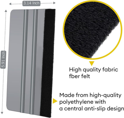 Window Felt Squeegee Tool, Vinyl Scraper for Window Privacy Film, Wallpaper and Car Glass, Tint Squeegee Installation Tool Protection Scratches Film Soothing, 5.9 * 3.1 Inch, Grey