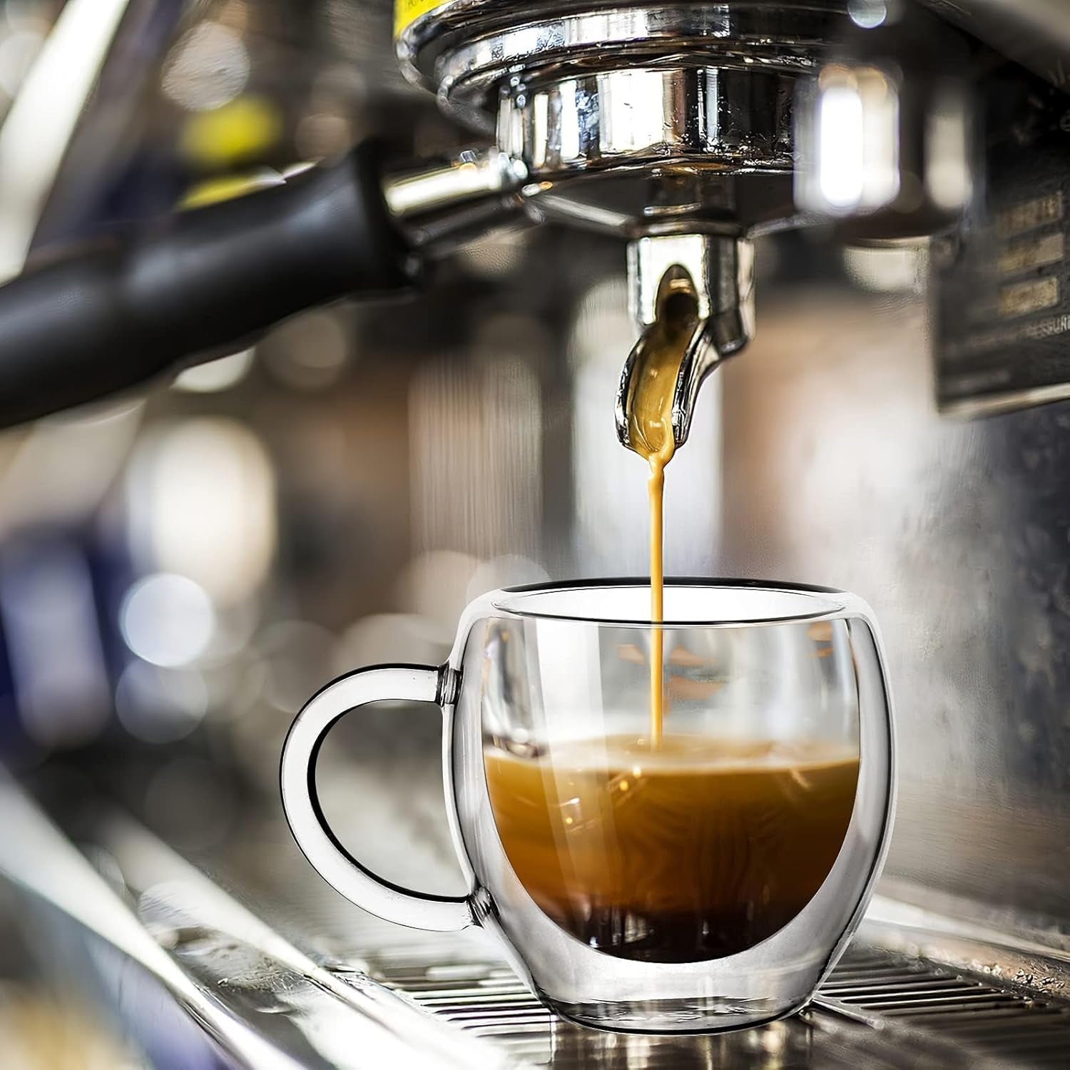 Espresso Cups Set of 2 with Handle,2.5Oz Clear Expresso Shots Cup,Espresso Shot Glasses,Double Wall Insulated Expresso Mugs,Tazas De Cafe Expreso,Microwave Dishwasher Safe,Suit for Espresso Machine