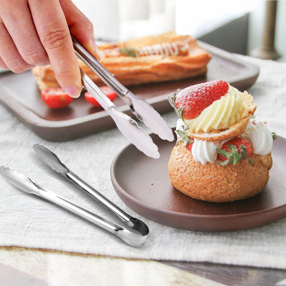 12 Pack Small Serving Tongs, Stainless Steel Sugar Tongs Mini Appetizers Tongs Mental Kitchen Tongs for Serving Food (5Inch)