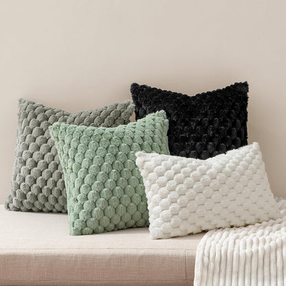 Sage Green Faux Fur Decorative Throw Pillow Covers 18X18 Inch Set of 2 Super Soft Cozy Plush Cushion Cases Luxury Fluffy Pillowcases for Sofa Couch Bed Living Room