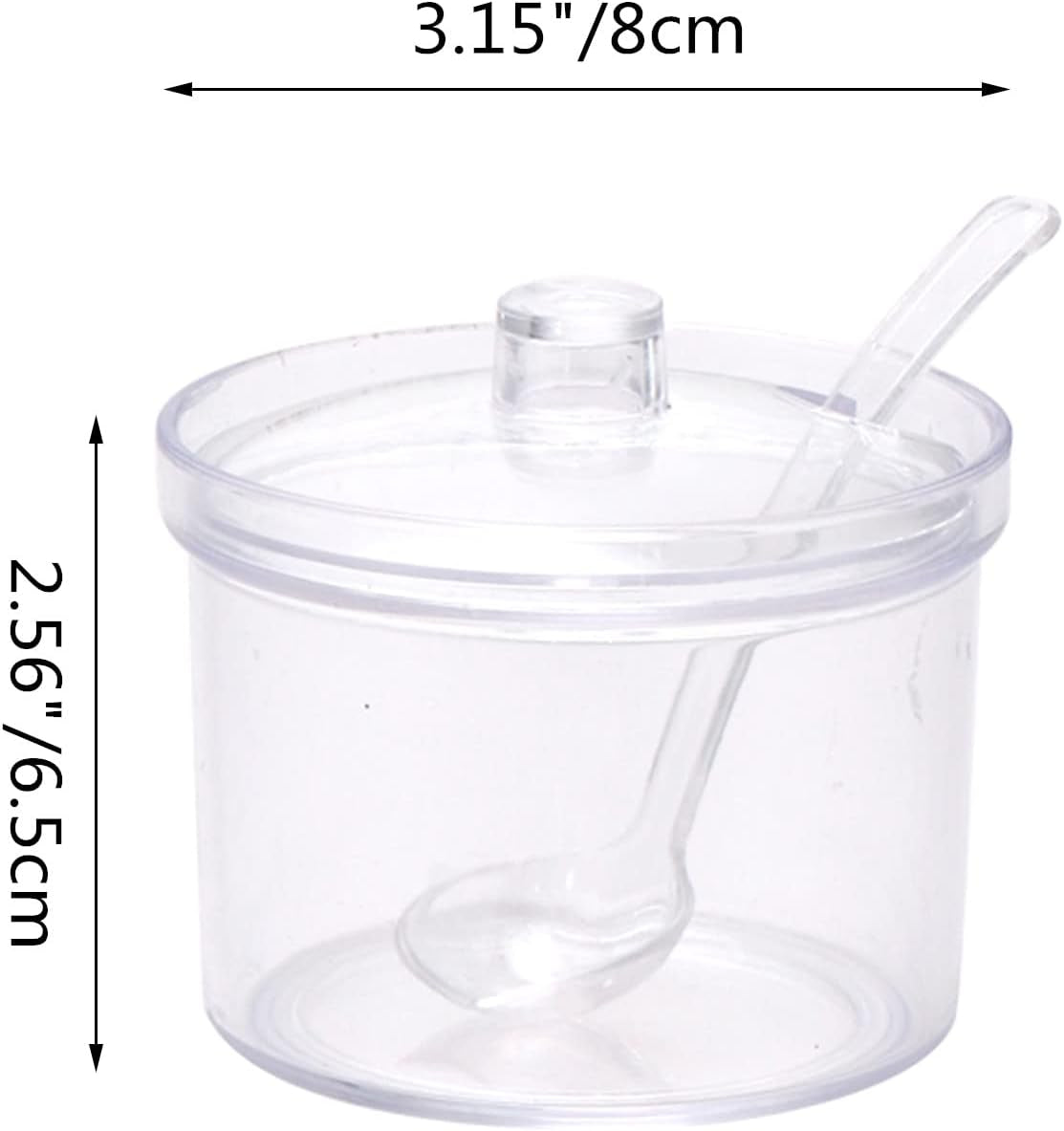 Set of 4 Clear Acrylic Sugar Bowl with Lid Salt Spoon Storage Sugar Jar with Lid for Sugar, Salt, Tea, Spices, Herbs, Condiments