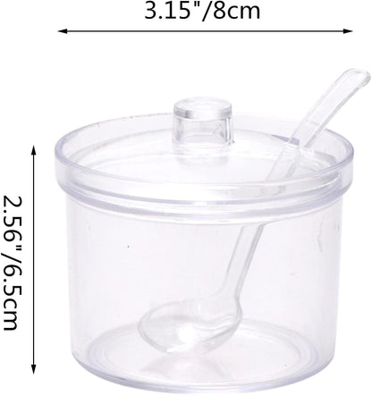 Set of 4 Clear Acrylic Sugar Bowl with Lid Salt Spoon Storage Sugar Jar with Lid for Sugar, Salt, Tea, Spices, Herbs, Condiments