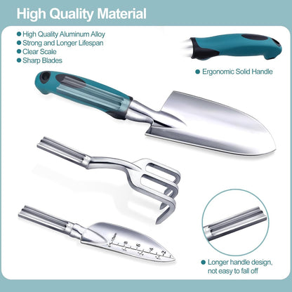 Garden Tools 7-Piece, Gardening Hand Tools, Gardening Tools Set Cultivators with Rust-Proof,Stainless Steel, Aluminum Alloy Material, Gardening Supplies Set Ideal Gift