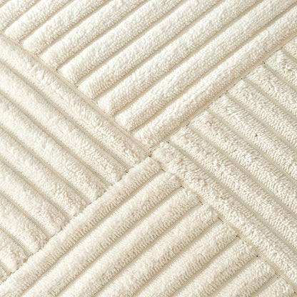 Beige Corduroy Decorative Pillow Covers - Set of 2, Soft Solid Couch Pillowcases with Cross Patchwork Design for Living Room and Bedroom, 12x24 Inches