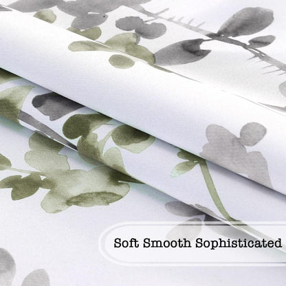 Blackout Tie up Curtain - Thermal Insulated Balloon for Small Window, Adjustable Kitchen Rod Pocket Panel (42" W X 45" L, Floral Pattern in Grey and Sage)