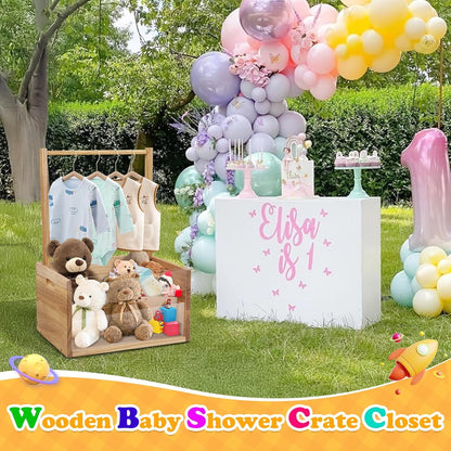 Elegant Wooden Baby Shower Crate with Handle - Ideal Gift Basket for Baby Clothes and Thoughtful Pregnancy Gifts for New Parents