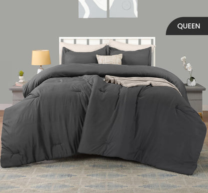 Queen Comforter Set Grey, Comforters Queen Size 3 Pieces Bedding Comforters Sets, down Alternative Soft Bed Set, 1 Comforter (88 X 88 Inches) 2 Pillow Shams (20 X 26 Inches)
