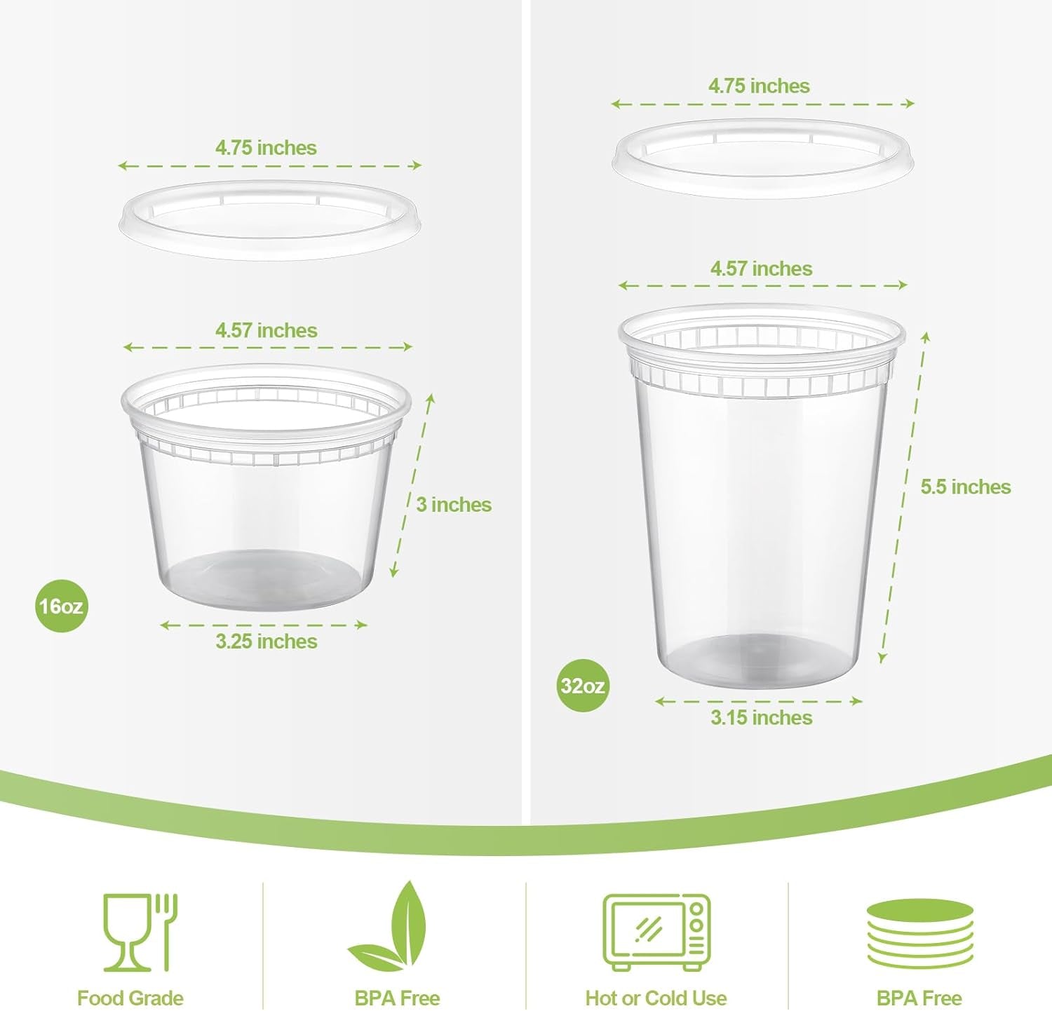 20 Sets Plastic Deli Food Containers with Lids 16Oz, 32Oz Variety Pack, Airtight Food Storage Containers, Freezer/Dishwasher/Microwave Safe, Soup Containers for Takeout Meal Prep Storage