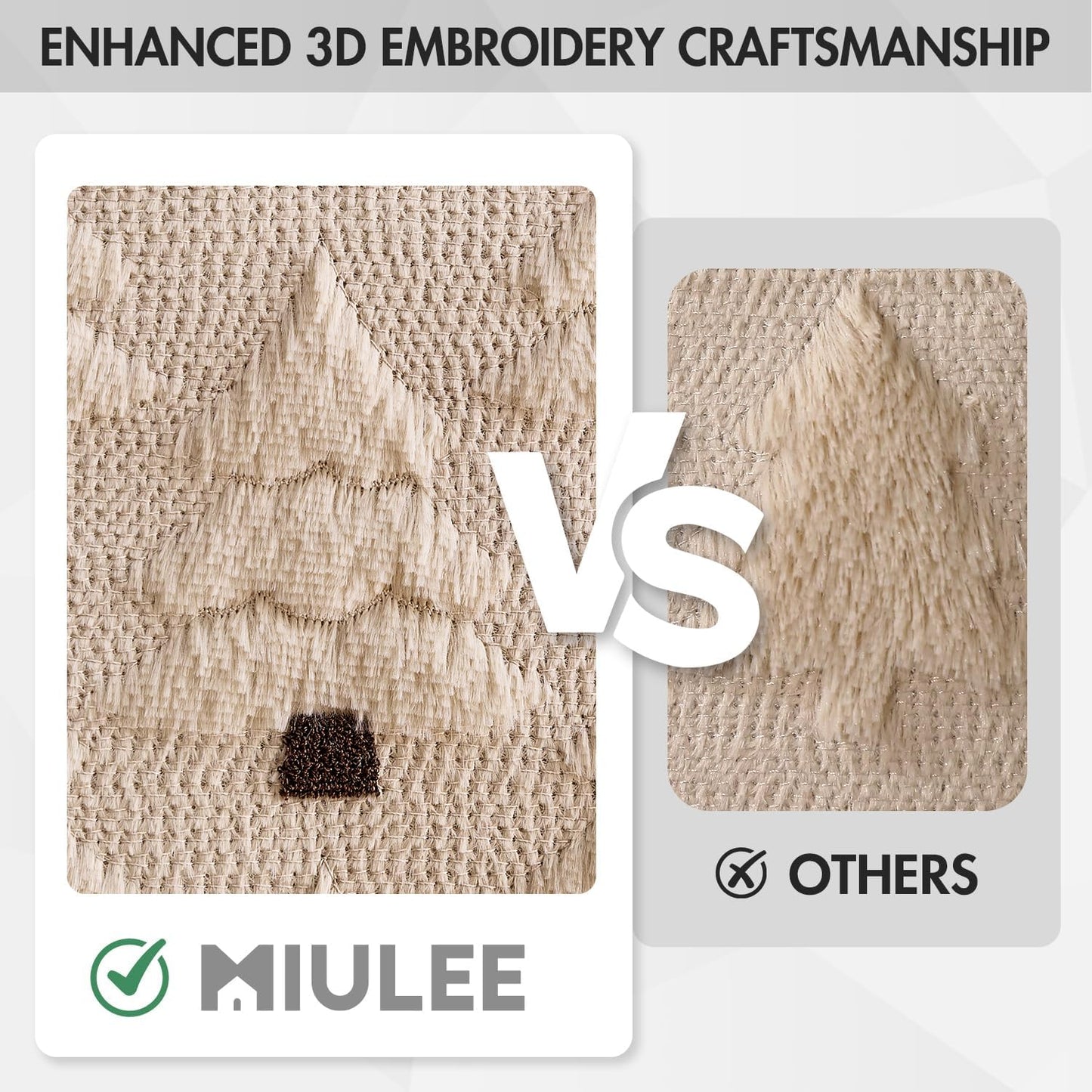 Christmas Tree Decorative Pillow Covers Faux Fur Wool Throw Pillows Soft Plush Cushion Covers Set of 2 Xmas Home Decor Winter Holiday for Sofa Couch Livingroom Bed 18X18 Inch Beige