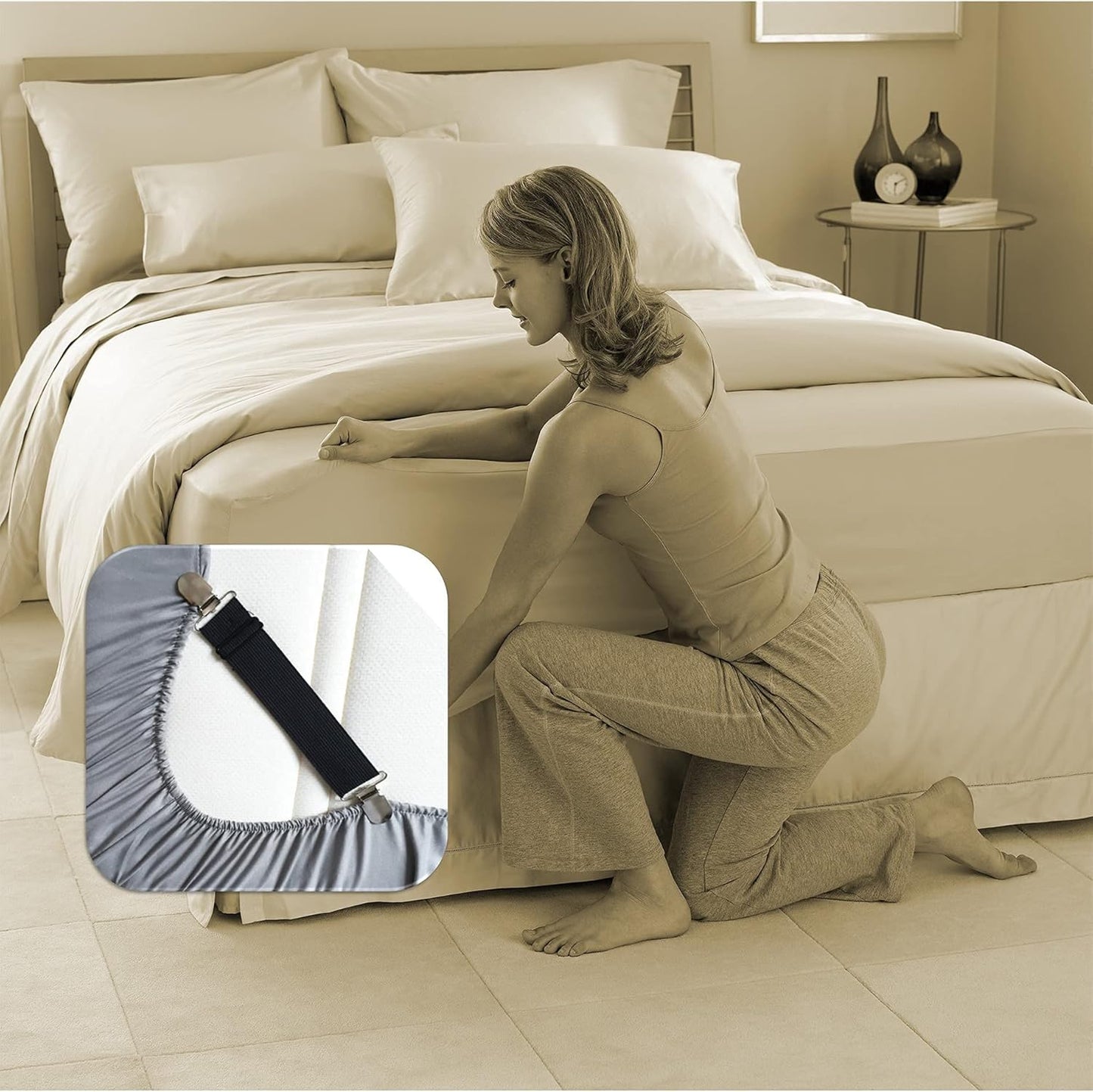 Sheet Straps Bed Sheet Keeper Holder for Corners Sheet Stays Suspender Clips Fitted Sheet Holder Clips Garters Fasteners Mattress Clamps